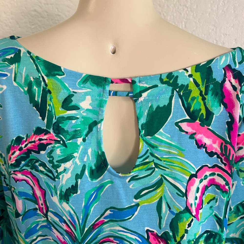 Lilly Pulitzer Porto Blue Fontaine Tropical Toucan Floral Top LARGE NWOT - Picture 8 of 15